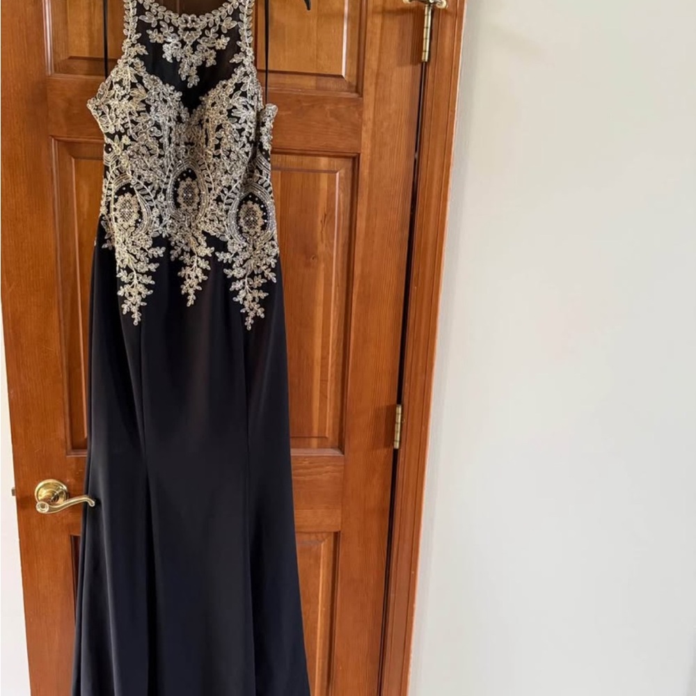 Elegant Black and Gold Evening Gown